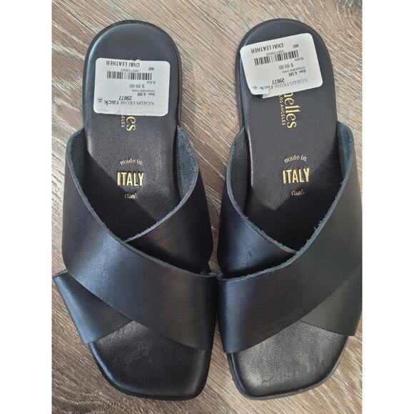Evereve Women's Black Chai Leather Slide Sandals size 6.5 #4 - Picture 6 of 7
